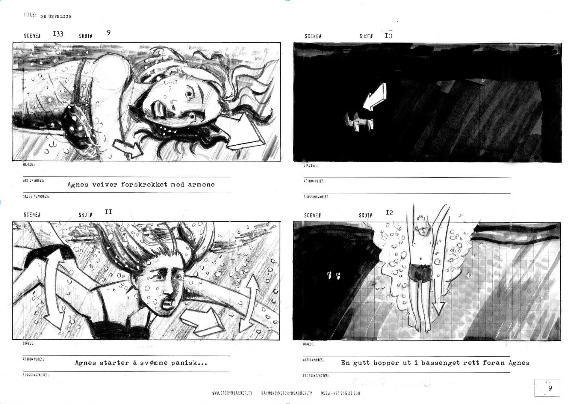 De Usynlige storyboards by Raymond Karsten for Erik Poppe